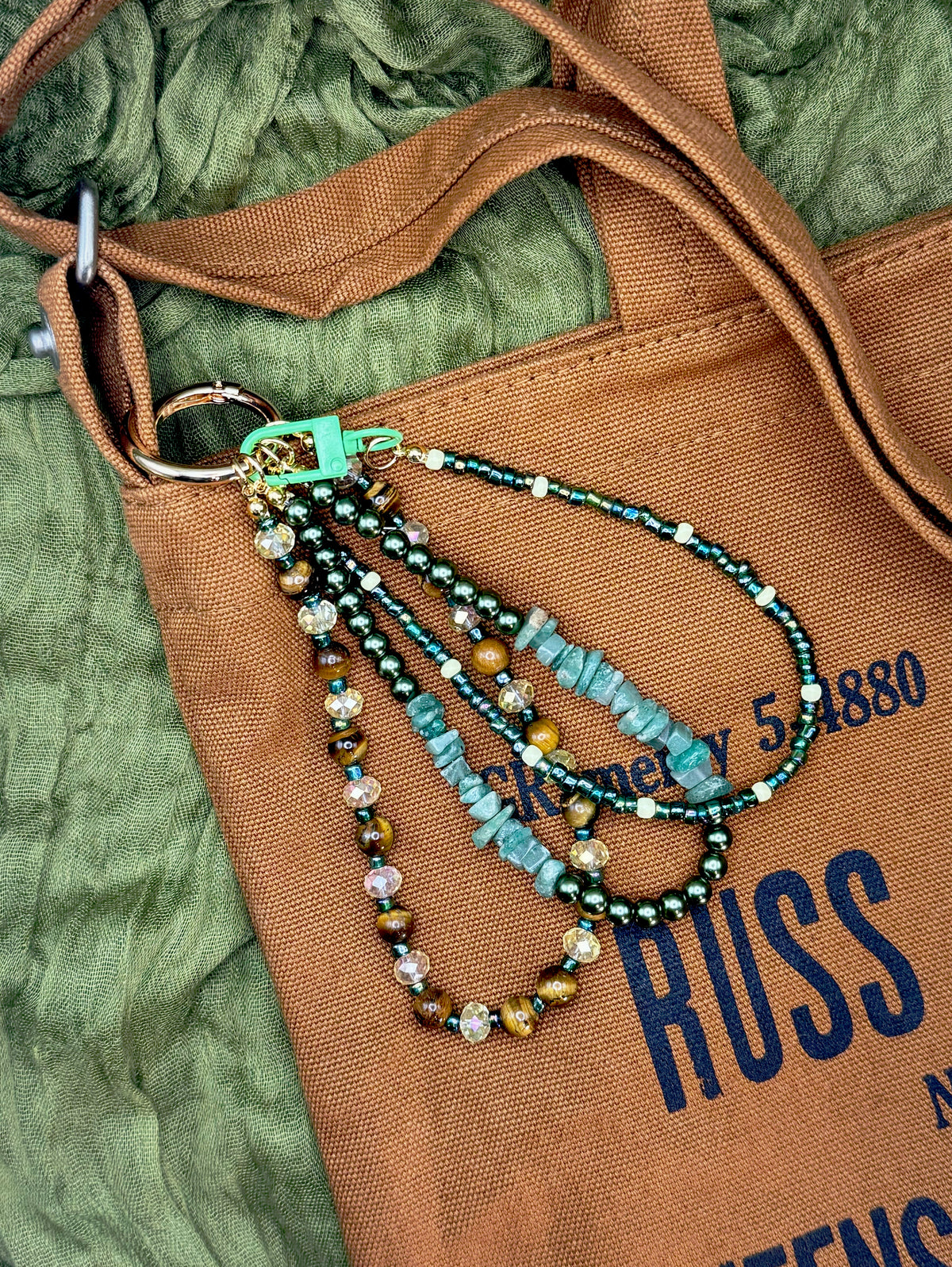 Aventurine & Tiger's Eye Keychain