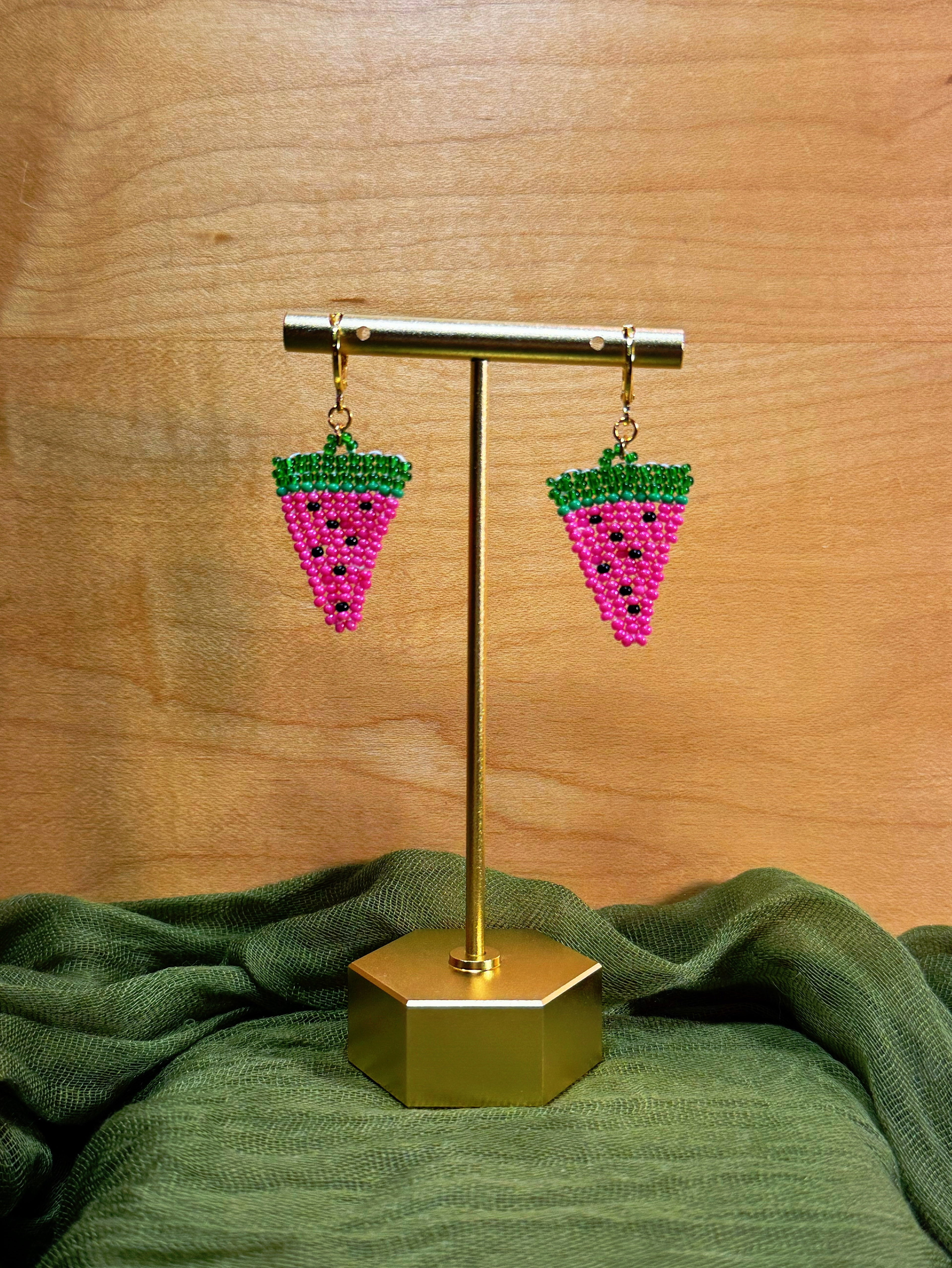 Beaded Watermelon Earrings