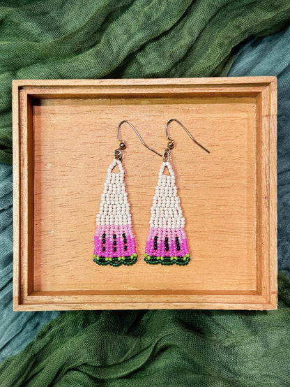 Handmade colorful beaded earrings using 11/0 Miyuki Delica glass seed beads.