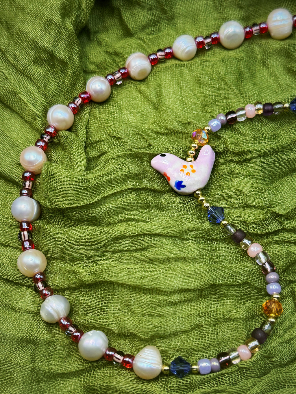 Pearly Birdie Necklace